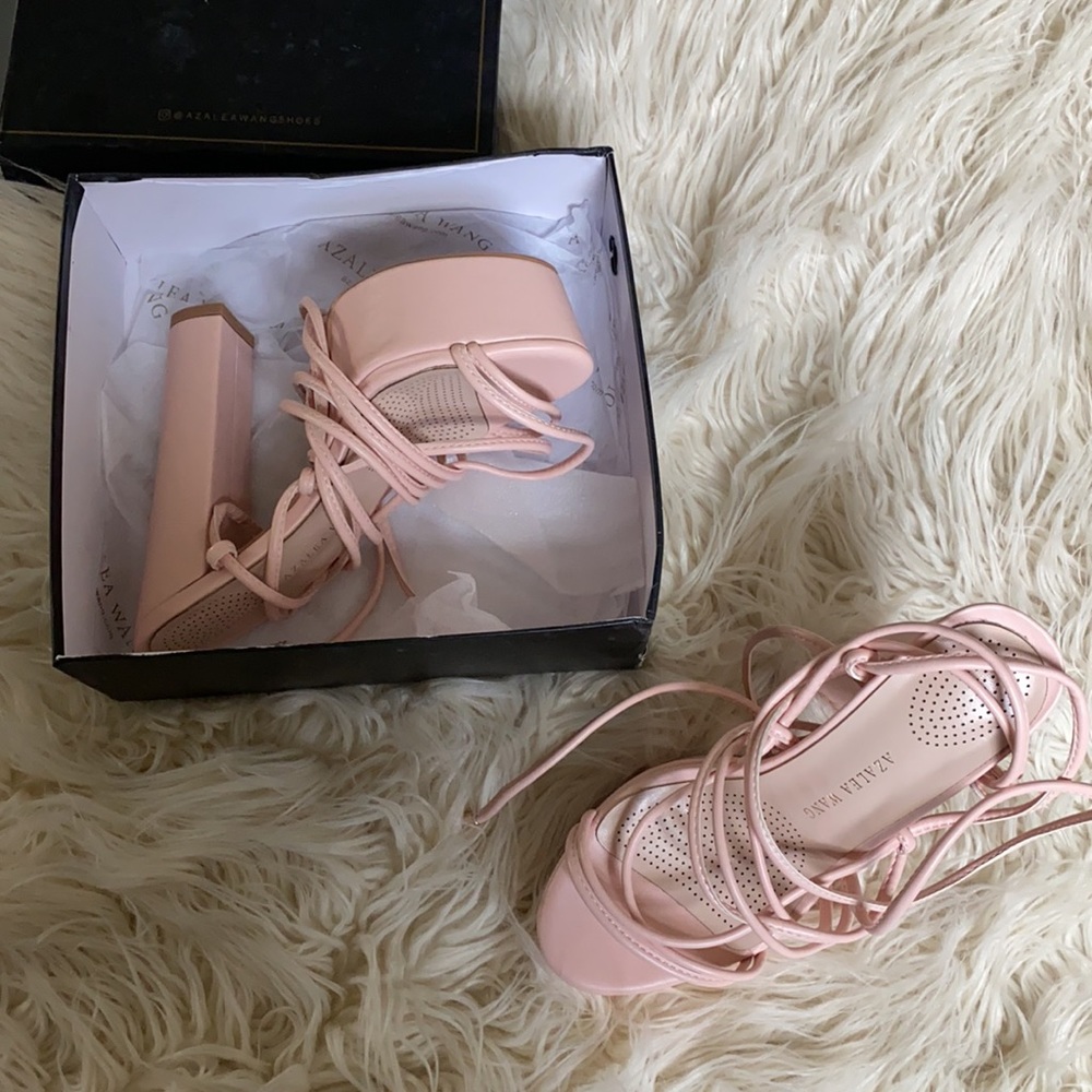 Light pink Azalea Wang platform heels